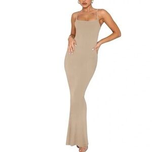 Skims NWT Ribbed Lounge Dress in Taupe